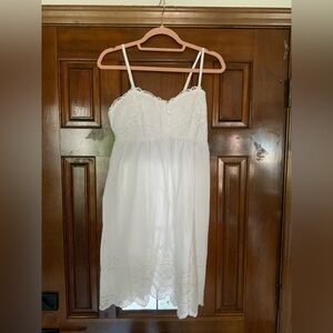Rachel Ashworth White Lace Slip Dress with Empire Waist and Spaghetti Straps